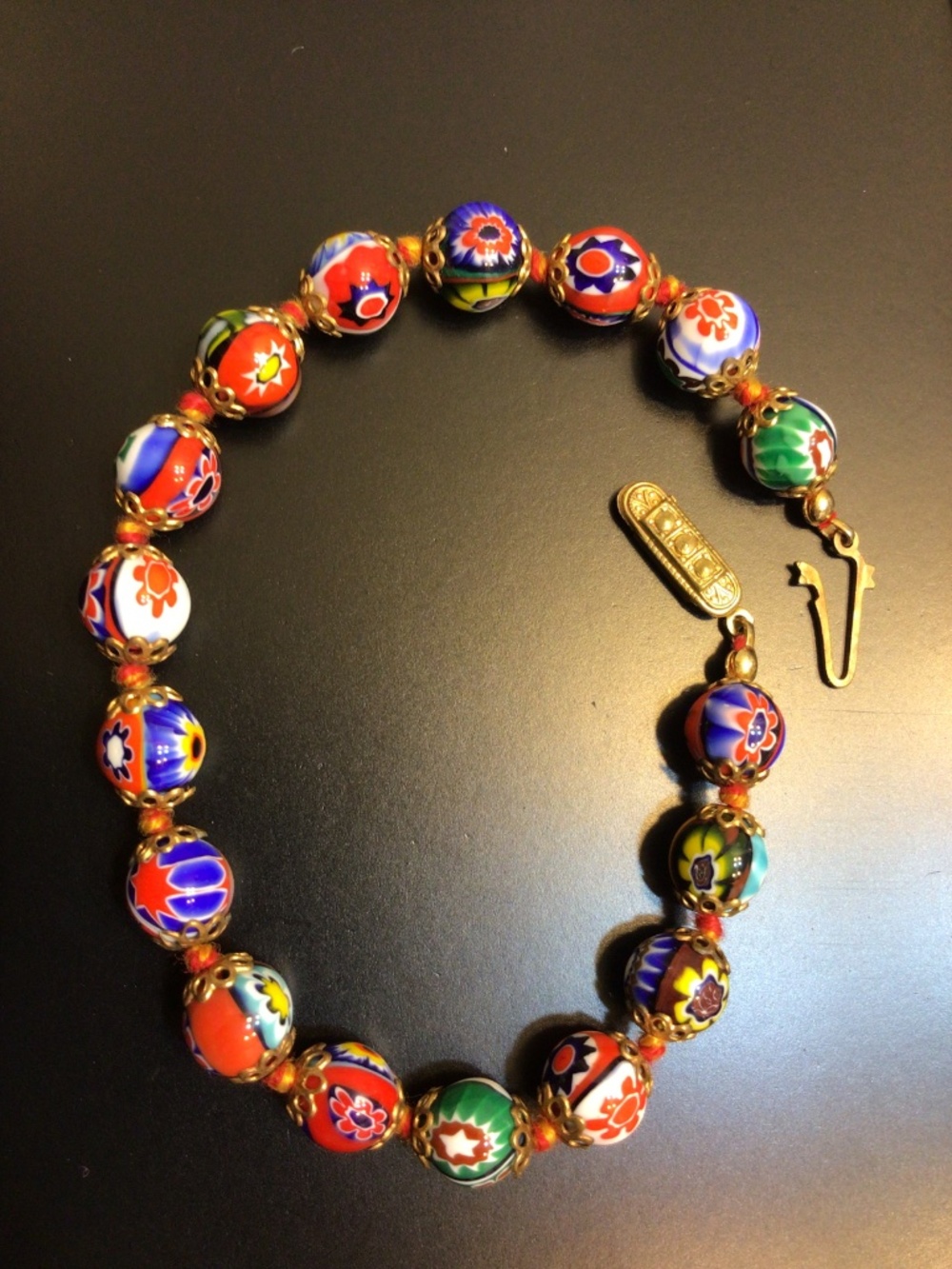 Vintage Multi-Colored Venetian Murano Millefiori Glass Beads Bracelet - Picture 6 of 14